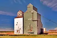 Track-side view of the same two elevators