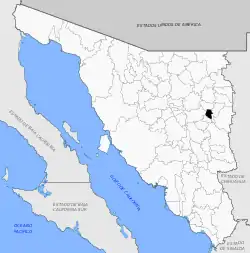 Location of Granados in Sonora