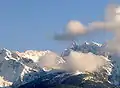 Clouds clear up and reveal Grand Pic de Belledonne