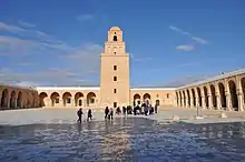 Courtyard of the mosque, looking north to the minaret