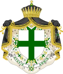 Coat of arms of the Order of Saint Lazarus featuring an Eastern crown