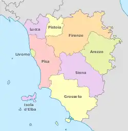 Administrative divisions of the Grand Duchy of Tuscany in 1847