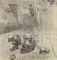 Bird's Eye View of a Man and Woman Conversing (c. 1830), graphite, 18.3 x 17.8 cm., National Gallery of Art