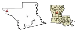 Location of Montgomery in Grant Parish, Louisiana.