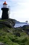 The light house of the Buksnes bay area in Gravdal