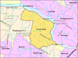 Boundaries of the Great Falls CDP as of 2003