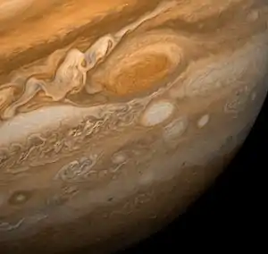 Voyager 1 passing by Jupiter's Great Red Spot February 25, 1979