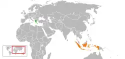 Map indicating locations of Greece and Indonesia