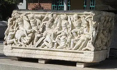 Sarcophagus with battle scene between Greeks and Barbarians, Israel