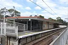 Platform 1 at Greensborough being viewed from east of the station