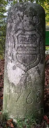 Border stone with the Austrian coat of arms representing Further Austria