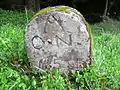 West side of a boundary stone, inscribed with ON for Orange-Nassau