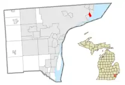 Location of Grosse Pointe in Wayne County