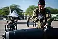 Ground crew of no.9 squadron performing F-16 maintenance duties