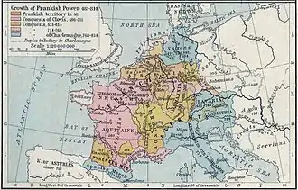 Detailed map of Western Europe divided into tribal kingdoms