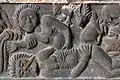 The frieze inside the south porch. Eve is born. God helps withdraw Eve from Adam's side by pulling on her arms.