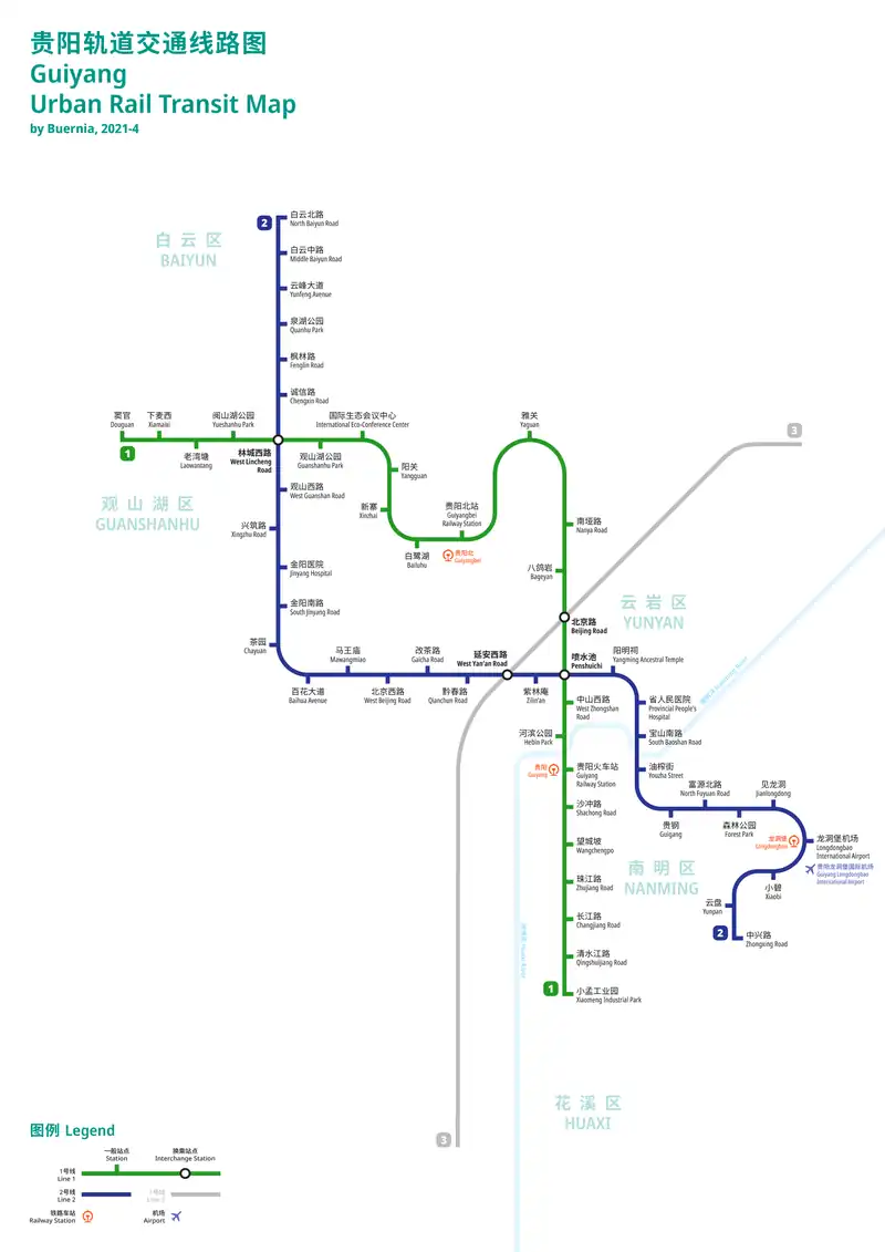 Current plan map of Guiyang Metro