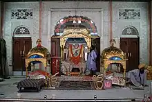 Guru Granth Sahib inside Takhat Sri Harimandir Ji, Patna Sahib.