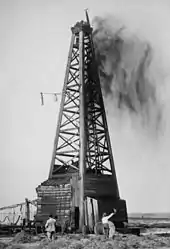 Image 16Gushers brought in many of Oklahoma's early oil fields—this one on February 21, 1922, near Okemah. (from History of Oklahoma)