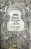 Front page of Gustav Vasa's Bible from 1541, printed using Fraktur.