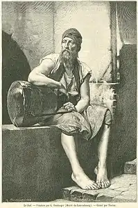 Porteur d'eau Juif, Alger, 1884; engraving by Thiriat, original painting lost