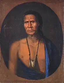 Image 3Lenape chief Lappawinsoe, depicted in a 1735 painting by Gustavus Hesselius (from History of Pennsylvania)