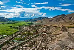 View of Old Gyantse and Palcho Monastery from Gyantse Dzong