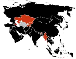 Cases of the A(H1N1) virus in Asia:  Deaths  Confirmed cases  Suspected cases  No reported cases