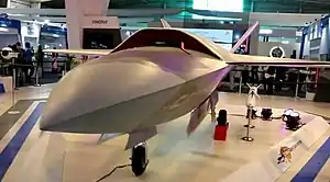 A model of HAL CATS Warrior displayed at Aero India 2021