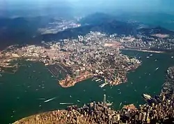 An aerial view of Kowloon Peninsula from Hong Kong Island in 2006