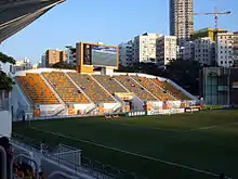 Grandstand with electronic scoreboard