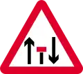 Left lane only ahead on two-way road