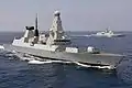 HMS Defender alongside Provence on 1 February 2016.