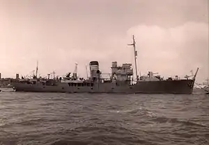 HMS Delphinium (K77) in port in the  Mediterranean 1943-1945