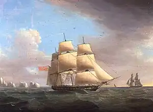 HMS Galatea, by Thomas Whitcombe