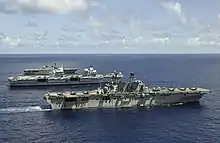 USS America alongside HMS Queen Elizabeth and JS Ise on 24 August 2021