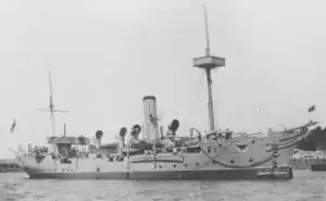 HMS Rinaldo c. 1908 with sailing rig removed