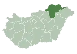 Borsod-Abaúj-Zemplén County within Hungary