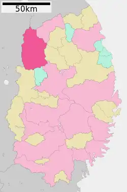 Location of Hachimantai in Iwate Prefecture