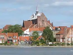 Haderslev Cathedral seen from the inner pond