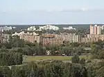 View of the Bullengraben building complex from the hill of Hahneberg