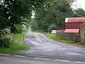 Hall Farm and the lane to Caldwell Tower, Law and the old Caldwell station.