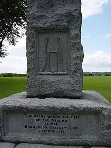 Monument made of Cornish granite at a cricket ground in Hampshire