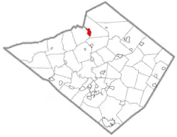 Location of Hamburg in Berks County, Pennsylvania.