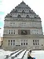 The Hochzeitshaus, the church's Glockenspiel plays the story of the Pied Piper of Hamelin