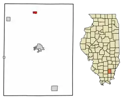 Location of Belle Prairie City in Hamilton County, Illinois.