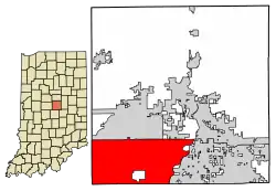 Location of Carmel in Hamilton County, Indiana (before the annexation of Home Place)
