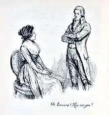 Image 19"Oh Edward! How can you?", a late-19th-century illustration from Sense and Sensibility (1811) by Jane Austen, a pioneer of the genre  (from Romance novel)