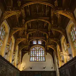 Hampton Court's ornate hammerbeam roof in the Great Hall