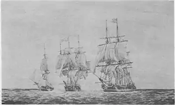 Image 60Continental frigates Hancock and Boston capturing British frigate Fox, June 7, 1777 (from Continental Navy)